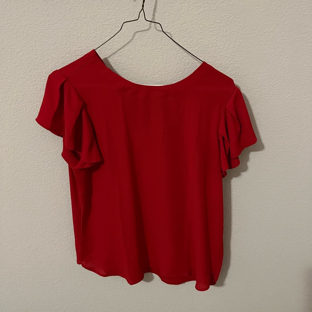 Red Flowy Sleeve Blouse
